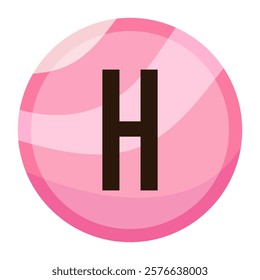 Soft Pink Bubble Letter ‘H’ Vector Icon for Valentine’s Day, Designed with Sweet Gradient Details for Decorative Art, Holiday Cards, and Creative Typography Designs