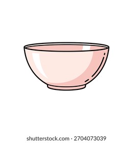 Ilustración de vajilla en pastel minimalista de Vector de tazón de cerámica rosa suave