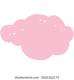 Soft pink cloud vector in flat design with dot texture, ideal for kids’ themes, dreamy scenes, or playful pastel visuals.