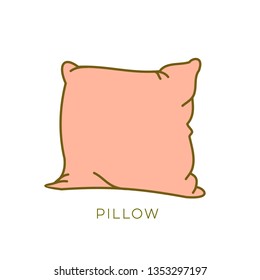 Soft pink colored square pillow vector illustration 
