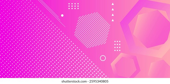Soft pink colour abstract gradient background with geometric hexagons shapes pattern and abstract lines vector illustration eps10. Futuristic, Luxury,graphic,Degital. Perfect for modern.