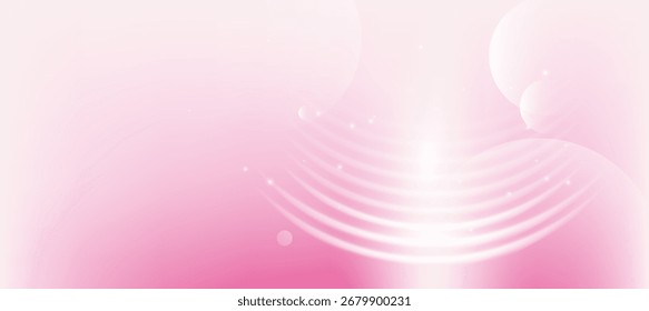 Fondo cosmético rosa suave con ondas brillantes Abstractas y Bokeh