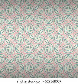 Soft pink decorative seamless pattern background in alien style. Smooth puzzle repeatable backdrop. Contemporary texture. Bright, symmetric design for curtain, surface, packing-paper or other purpose.