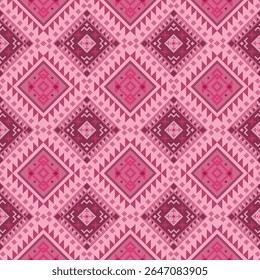 Motif harmonieux ethnique boho rose doux. Amérindien, motif Navajo, texture Image vectorielle tribale. Ornement aztèque. Conception pour le sol noir Capet, rideaux, couvertures, Peut être utilisé dans la conception pour les vêtements.