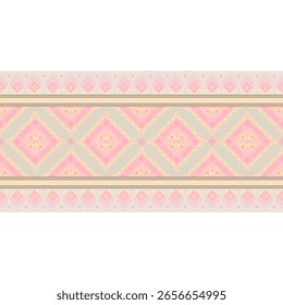 Padrão de boho étnico rosa suave sem costura. Nativo americano, padrão navajo, textura vetorial tribal. Ornamento asteca. Design para preto terra Capet , cortinas, cobertores, pode ser usado em design para roupas.