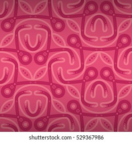 Soft pink fancy seamless pattern background in ethnic style. Tangled puzzle repeatable backdrop. Contemporary tracery. Shining, contrast design for curtain, ads, packing-paper or other purpose.