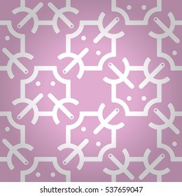 Soft pink fancy seamless pattern in technology style. Vector background. Compound puzzle repeatable backdrop. Classic decor. Bright, graphical design for textile, fabric, banner or other purpose.