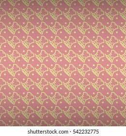 Soft pink fancy seamless pattern in tribal style. Colored, contrast design for packing-paper, wallpaper, game or other purpose. Classic texture. Flat puzzle repeatable backdrop. Vector background.