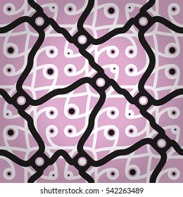 Soft pink fancy seamless pattern in primitive style. Retro design. Colorful, graphical design for banner, carpet, surface or other purpose.