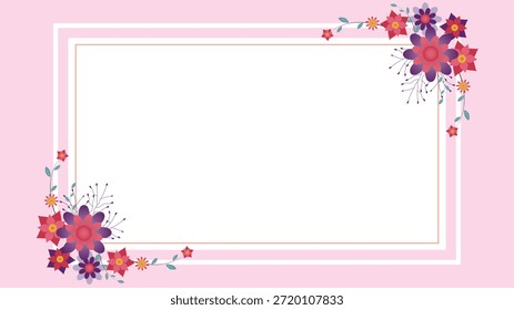 Fundo de moldura floral rosa macio com flores decorativas e ramos folhosos enquadrando um espaço branco limpo perfeito para convites cartazes cartazes banners branding e desenhos femininos