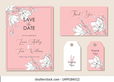 soft pink floral theme for invitation template design 