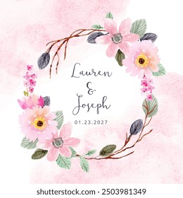 soft pink floral watercolor wreath