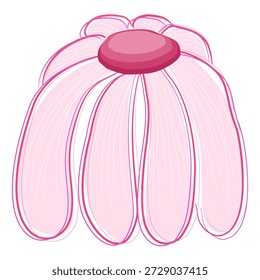 Botão de flor rosa macio com pétalas em camadas, ilustrado em um estilo decorativo suave e bonito.