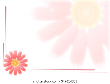 Soft pink flowers stylized frame and natural background