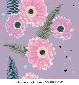 Soft pink flowersfor seamless, vector, boho style