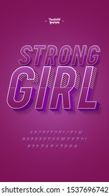 Soft Pink font with Letters, Numbers and Symbols. Decorative 3D alphabet with different texture. Vector illustration.
