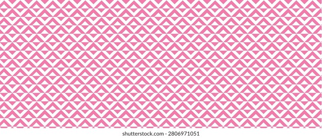 Soft pink geometric seamless background featuring repeating diamond and triangle motifs on white. Modern decorative pattern ideal for wallpaper, textiles, branding, packaging, web design, and craft projects.