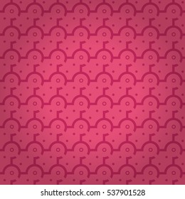 Soft pink geometric seamless pattern in primitive style. Colorful, symmetric design for curtain, ads, banner or other purpose. Entangled puzzle repeatable backdrop.