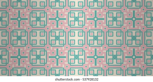 Soft pink geometric seamless pattern in greek style. Simple mosaic repeatable backdrop. Colorful, symmetric design for banner, curtain, fabric or other purpose. Modern texture.