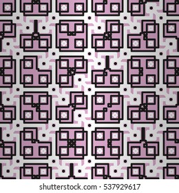 Soft pink geometrical seamless pattern in greek style. Smooth tessellated repeatable backdrop. Vector background.