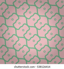 Soft pink geometrical seamless pattern in primitive style. Bright, symmetrical design for textile, fabric, fabric or other purpose. Vector background. Contemporary tracery.