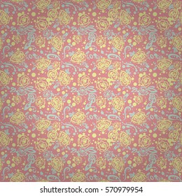 Soft pink geometrical seamless pattern in paints style. Compound tessellated repeatable backdrop. Bright, contrast design for banner, game, web or other purpose. Vector background.