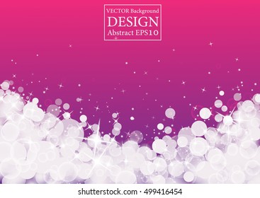 Soft Pink glitter sparkles rays lights bokeh and star Festive Valentine day abstract background. Vector background. 