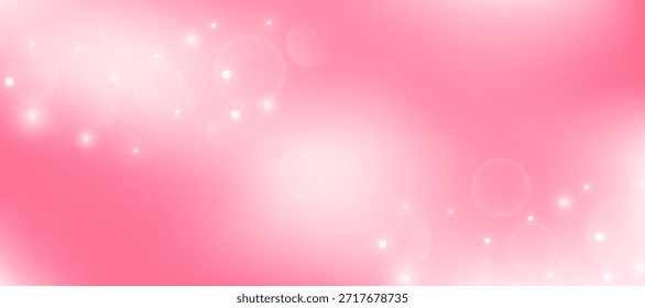 Un fondo degradado rosa suave con un efecto bokeh y puntos brillantes. Concepto para un Anuncio abstracto en pastel para el día de San Valentín, un fondo de tarjeta de boda, o un anuncio de cosméticos. Vector.