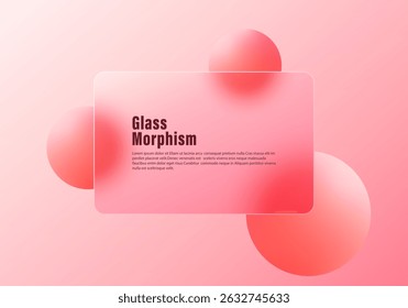 Soft pink gradient background with coral spheres, glass morphism style background.