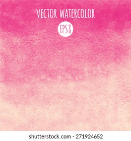 Soft pink gradient watercolor vector background. Hand drawn texture.