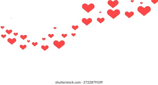 Banner de vetor de onda de coração rosa suave com corações bonitos flutuantes para o fundo romântico do dia dos namorados e elemento de design decorativo