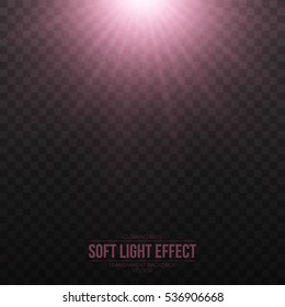 Soft pink light effect on transparent background vector illustration