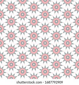 Soft pink like star flower seamless pattern. 