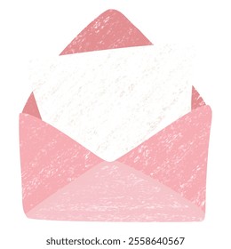 Soft Pink Open Envelope with Crayon Style Letter – Valentine’s Day Design