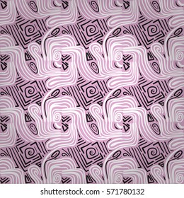 Soft pink ornamental seamless pattern in fractal style.