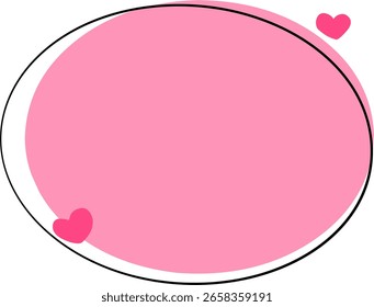 Soft pink oval frame with decorative hearts, ideal for tags, invitations, or sweet design projects.