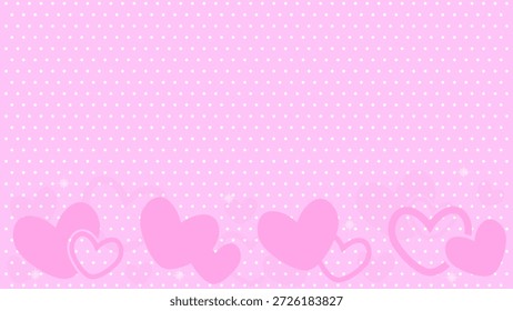 Fondo de lunares rosados suaves decorados con adornos de patrón de corazón de amor rosa