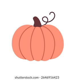 Soft pink pumpkin with rounded flattened shape and curly stem, great for thanksgiving or harvest compositions