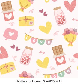 Soft Pink Romantic Vector Pattern for Valentine's Day Celebrations and Anniversary