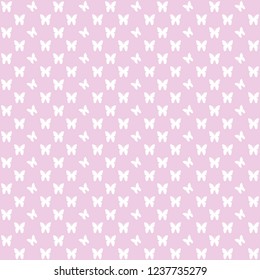 Soft Pink Seamless Baby Pattern With White Butterflies
