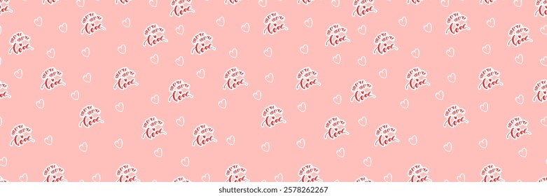 Soft pink seamless rectangular background with hearts. Valentine's Day banner. More more love. Place for text, for congratulations, advertising, discounts. Colorful vector illustration.