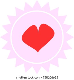 Soft Pink Sunflower with Red Heart Vector Illustration