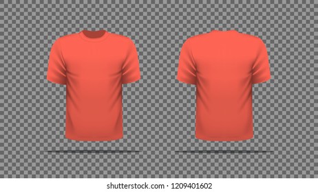 Soft pink T-shirt template vector, front and back view. 