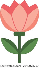 A soft pink tulip with delicate petals and green leaves, evoking gentleness and natural beauty in a soothing, minimalist design.