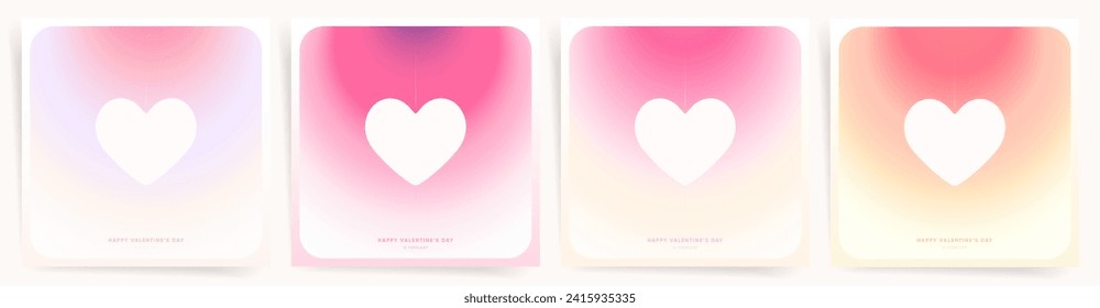 Suave degradado romántico rosado de San Valentín y corazones estéticos mínimos para los afiches de amor, volantes y tarjetas de felicitación.