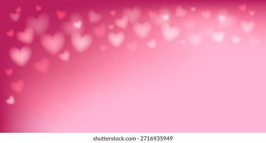 Soft pink Valentines background with glowing heart bokeh and smooth gradient. Perfect for romantic designs, greeting cards, wedding templates, and love themed graphics