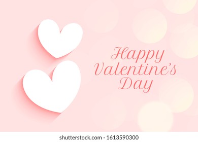 soft pink valentines day design with two hearts