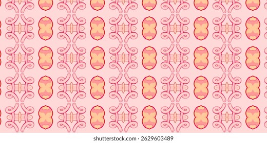 Soft Pink Vintage Ornament Pattern with Warm Tones