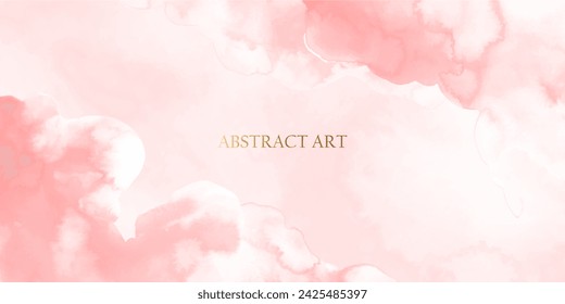Fondo de acuarela rosa suave. Manchas de acuarela, manchas, nubes, lavados, cielo, niebla, mármol, tinta. 