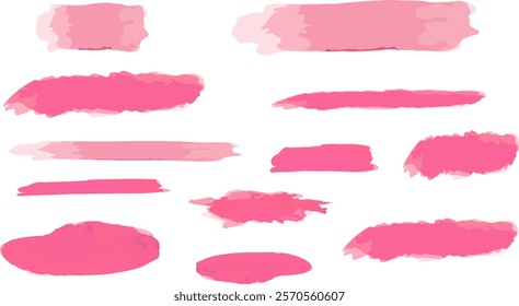 Soft pink watercolor brushstrokes in round and rectangular shapes create elegant, fluid backgrounds and textures. Ideal for branding, web design, stationery and creative projects, text backgrounds.